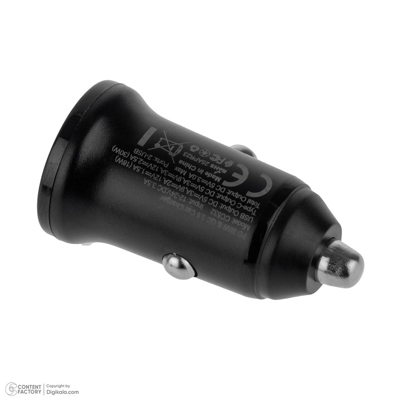 شارژر فندکی 30 وات دو پورت ویدوی مدل CC532 به همراه کابل تبدیل USB به USB-C