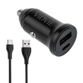 شارژر فندکی 30 وات دو پورت ویدوی مدل CC532 به همراه کابل تبدیل USB به USB-C