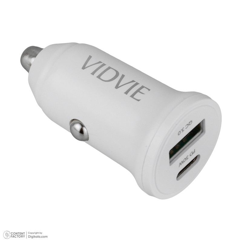 شارژر فندکی 30 وات دو پورت ویدوی مدل CC532 به همراه کابل تبدیل USB به USB-C