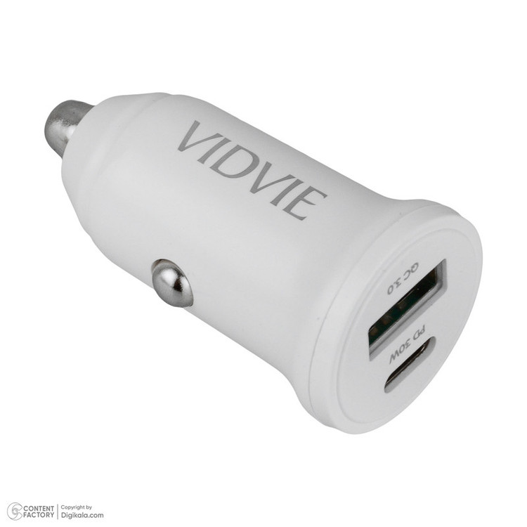 شارژر فندکی 30 وات دو پورت ویدوی مدل CC532 به همراه کابل تبدیل USB به USB-C