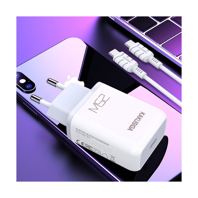 شارژر دیواری 25 وات کاکوسیگا مدل KSC-814 PD به همراه کابل تبدیل USB-C
