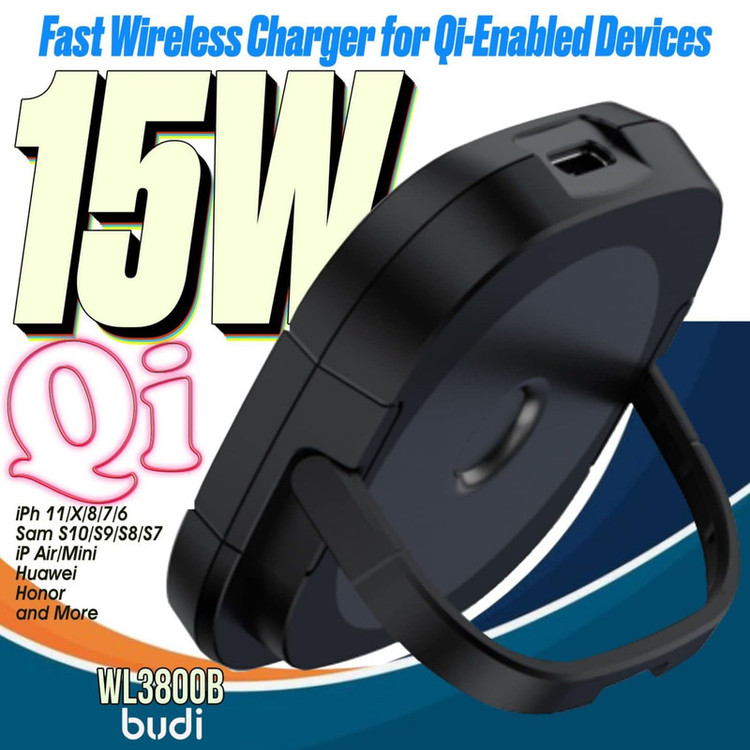 شارژر بیسیم 15 وات بودی مدل WL3800B به همراه کابل USB-C