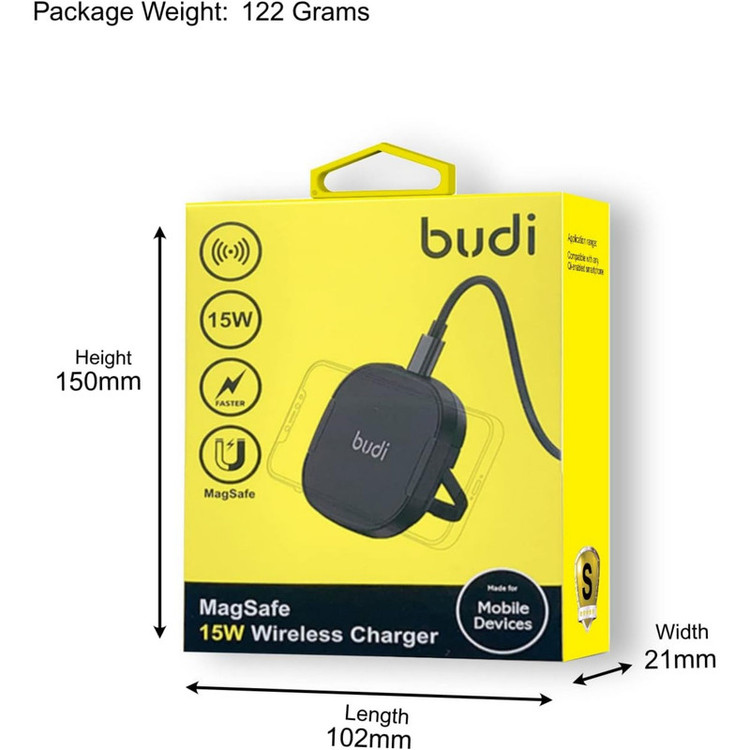 شارژر بیسیم 15 وات بودی مدل WL3800B به همراه کابل USB-C
