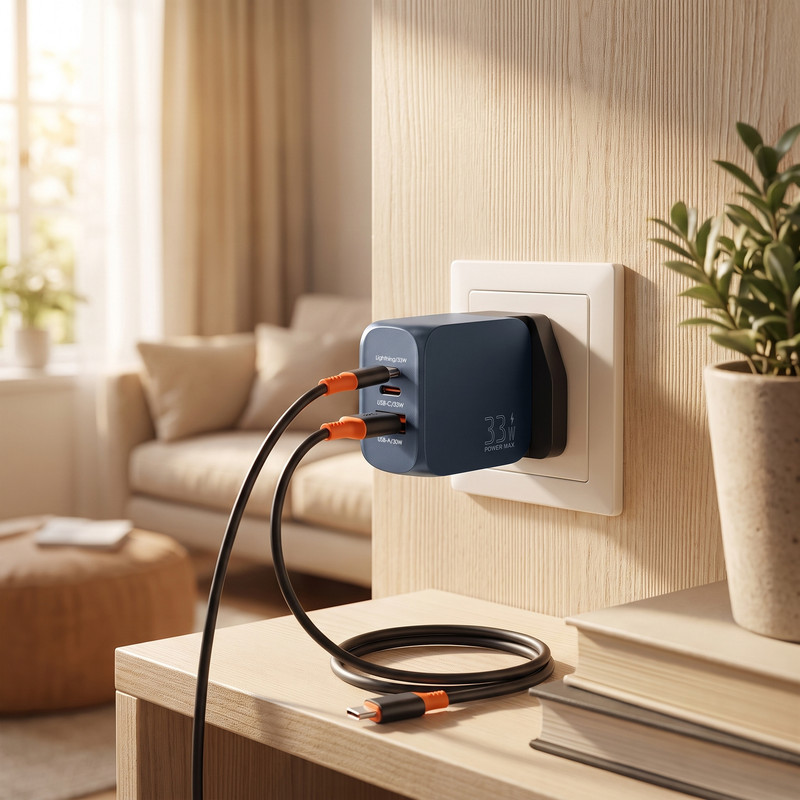 شارژر دیواری 33 وات 3 پورت چیترون مدل C5 Gan به همراه کابل USB-C