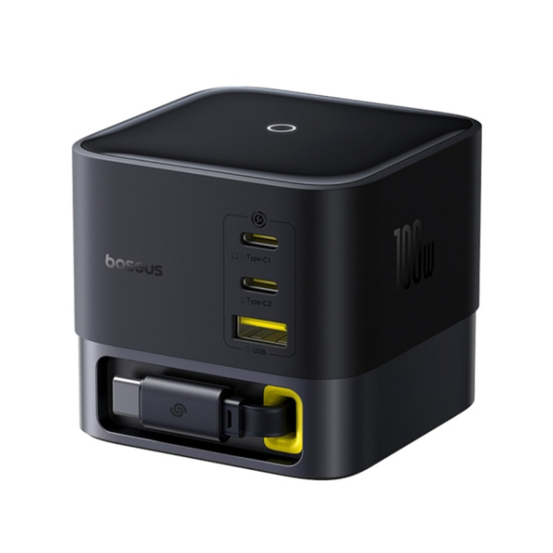 شارژر رومیزی 100 وات 3 پورت بیسوس مدل  100W Super GaN  به همراه کابل  USB-C