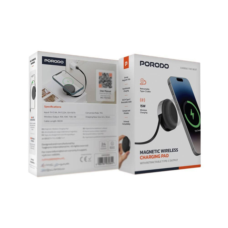 شارژر بیسیم 15 وات پرودو مدل PDATK22BK طول 1 متر