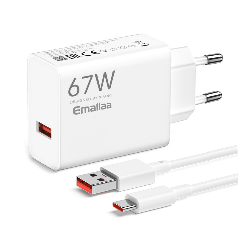 شارژر دیواری 67 وات ایمالا مدل 67W HyperCharge به همراه کابل تبدیل USB-A به USB-C
