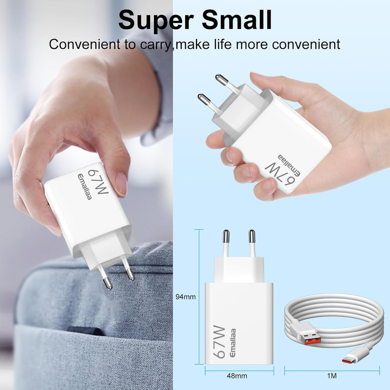 شارژر دیواری 67 وات ایمالا مدل 67W HyperCharge به همراه کابل تبدیل USB-A به USB-C