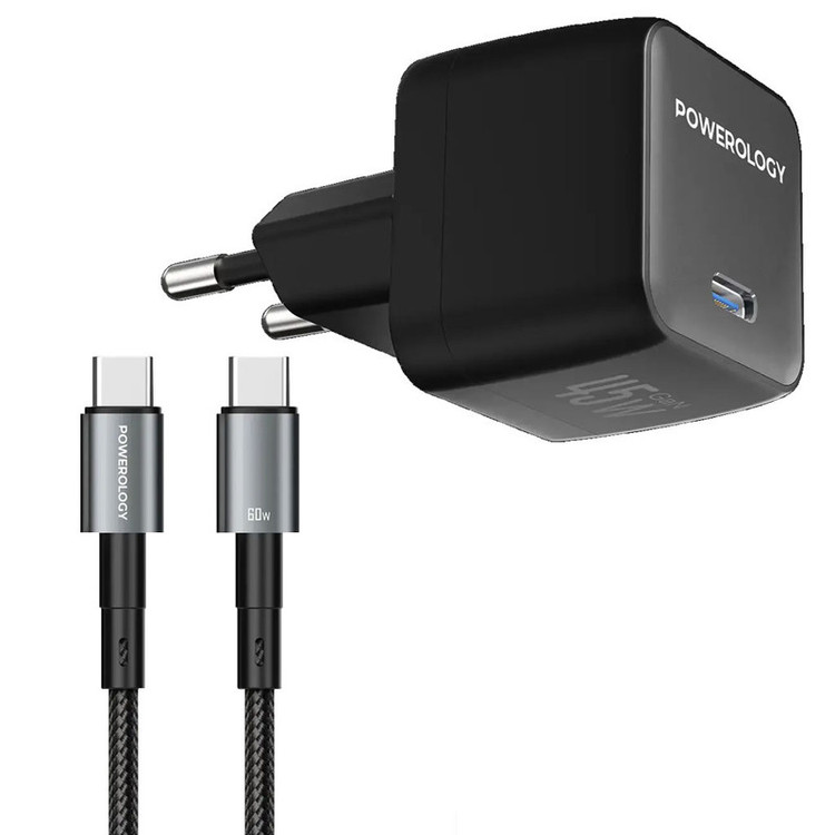 شارژر دیواری 45 وات پاورولوژی مدل Gan2 به همراه کابل USB-C