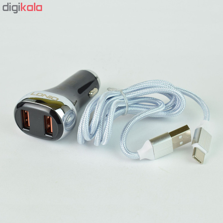 شارژر فندکی الدینیو مدل C2 به همراه کابل تبدیل USB-C