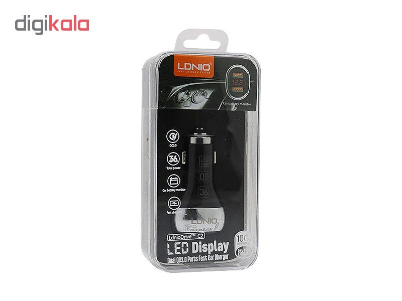 شارژر فندکی الدینیو مدل C2 به همراه کابل تبدیل USB-C