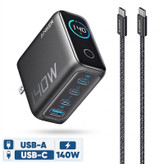 شارژر دیواری 140 وات 4 پورت انکر مدل B2697 به همراه کابل USB-C به طول 1.5 متر