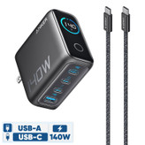 شارژر دیواری 140 وات 4 پورت انکر مدل B2697 به همراه کابل USB-C به طول 1.5 متر