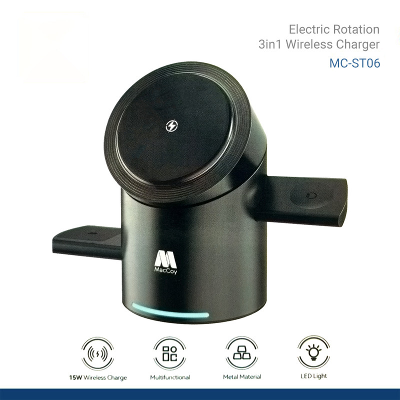 داک شارژر بیسیم 15 وات 3 پورت مک کوی مدل ST-06