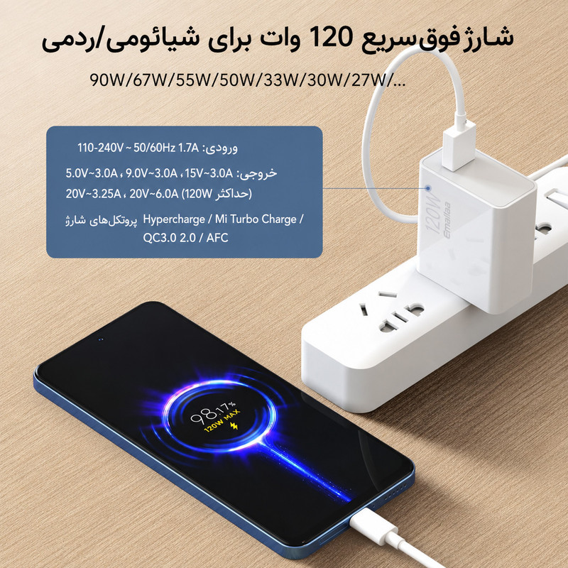 شارژر دیواری 120 وات ایمالا مدل Pro Plus به همراه کابل USB-A به USB-C