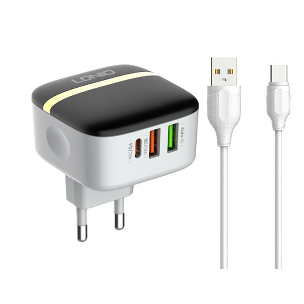 شارژر دیواری الدینیو مدل A3513Q به همراه کابل usb-c