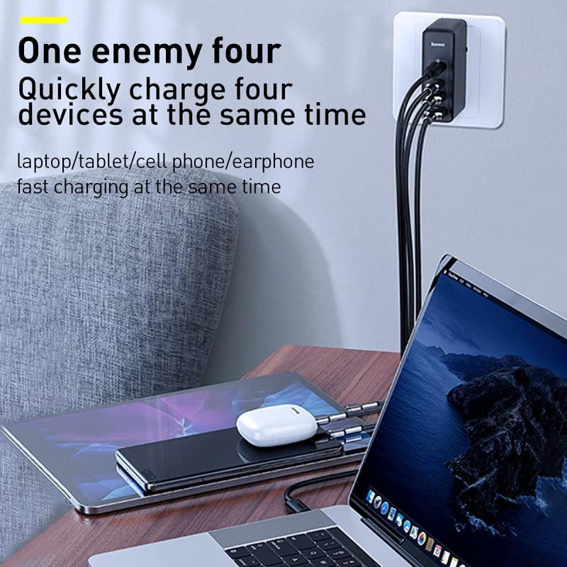 شارژر دیواری باسئوس مدل GaN2 Pro 100W به همراه کابل تبدیل USB-C