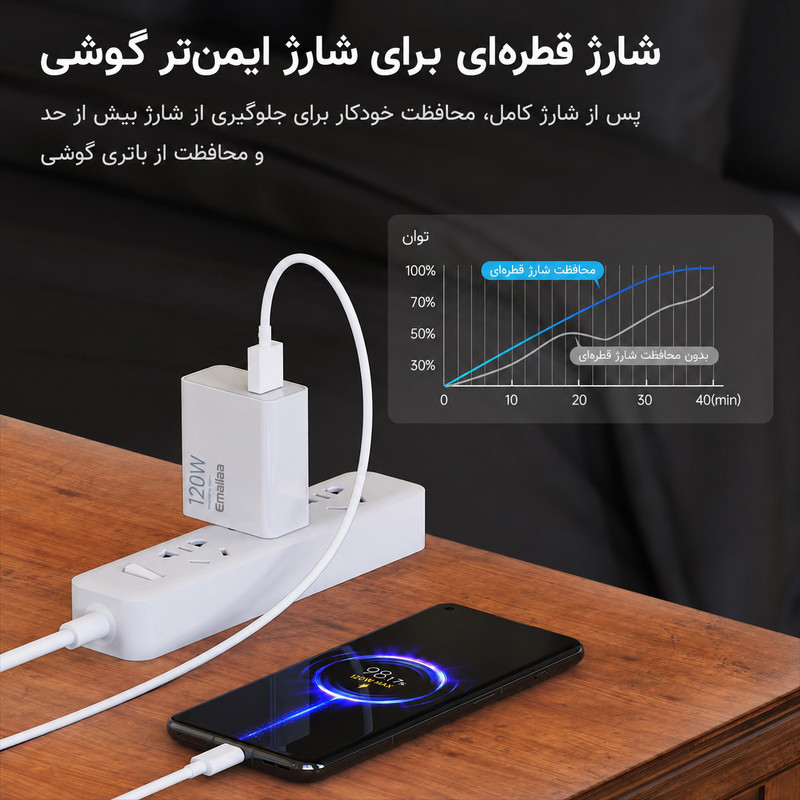 شارژر دیواری 120 وات ایمالا مدل Note 14 Pro Plus به همراه کابل USB-A به USB-C