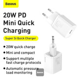 شارژر دیواری باسئوس مدل TZCCSUP-20W به همراه کابل تبدیل لایتنینگ