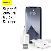 شارژر دیواری باسئوس مدل TZCCSUP-20W به همراه کابل تبدیل لایتنینگ