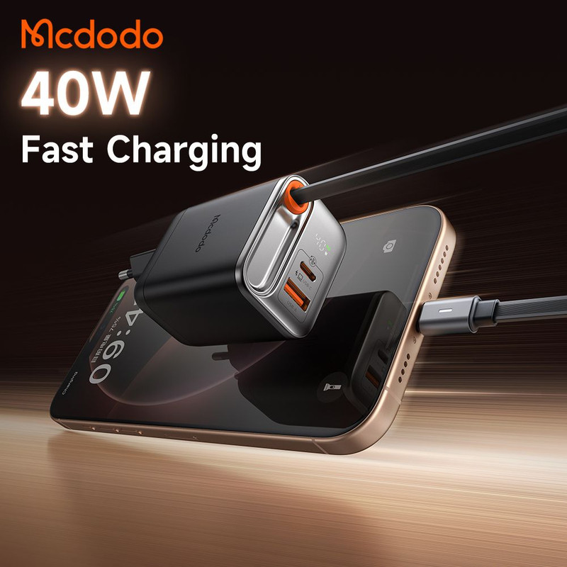 شارژر دیواری 40 وات مک دودو مدل CH-4280 به همراه کابل متصل به بدنه USB-C