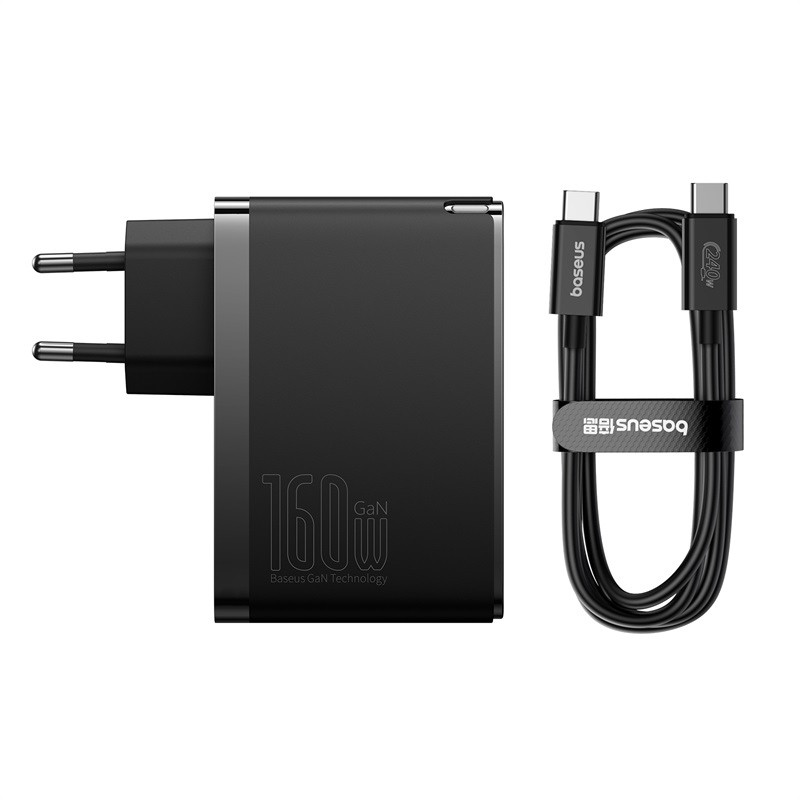 شارژر دیواری 160 وات بیسوس مدل CCGAN160CE به همراه کابل تبدیل USB-C