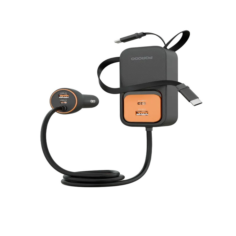 شارژر فندکی 30 وات 4 پورت پرودو مدل Enzo به همراه کابل USB-C
