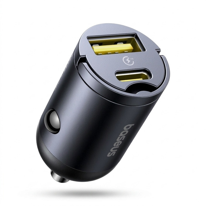 شارژر فندکی 30 وات دو پورت بیسوس مدل Tiny Star VCHXX-UC