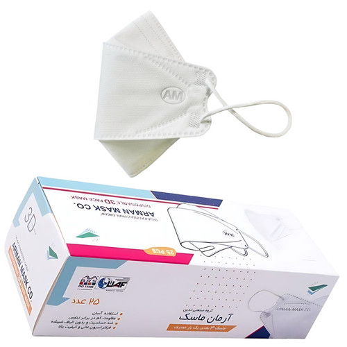 ماسک تنفسی آرمان ماسک مدل سه بعدی چهارلایه بسته 25 عددی