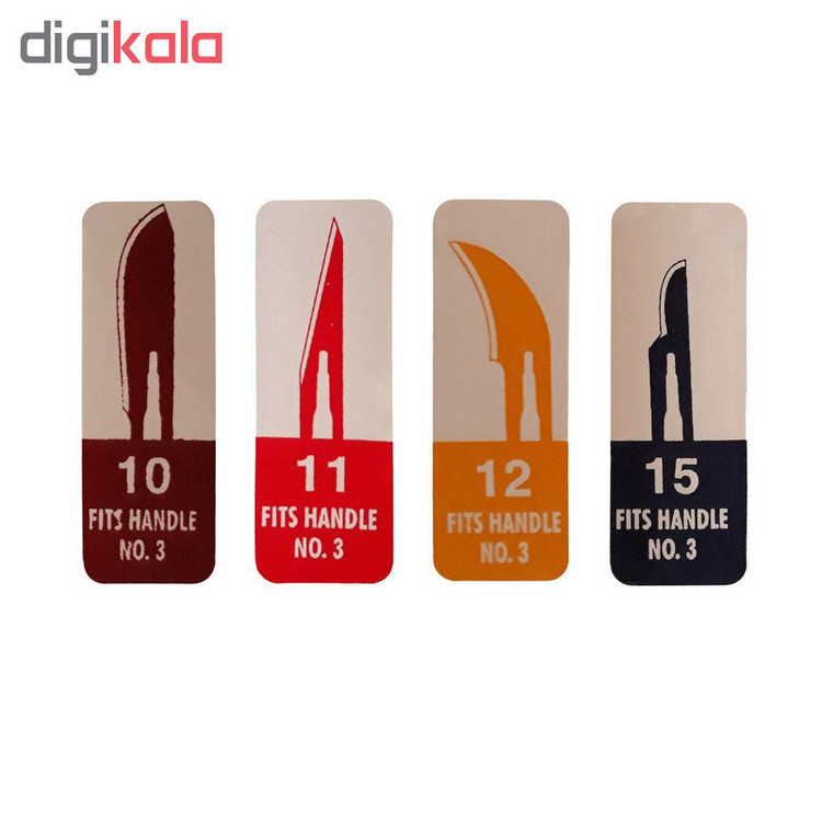 دسته تیغ جراحی مدی کر مدل MKQ64 شماره 3 به همراه تیغ استریل هاینز کد SKJQ02369 بسته 4 عددی