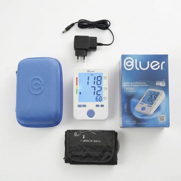 فشارسنج بازویی دیجیتال بلوئر URION U80NH آداپتور دار، با اعلان صوتی فارسی، منبع تغذیه برق و باتری، سایز بازو 22 تا 42 و تشخیص فشار سیستولیک