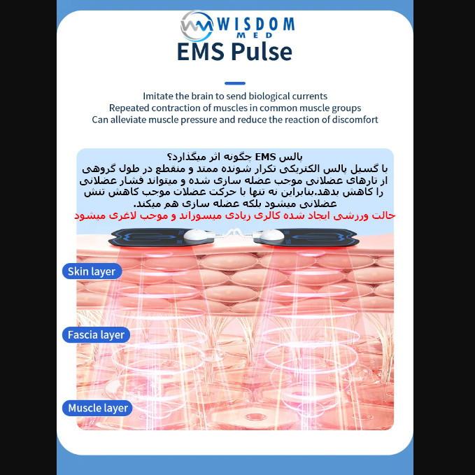 تنس عضلانی ویزدام مد مدل TENS/EMS بسته 3 عددی