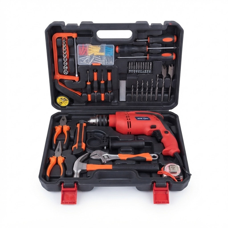 دریل پیچگوشتی برقی چکشی 10 میلی متری 220 وات کینگ استار مدل KIDS6813-S  مجموعه 48 عددی