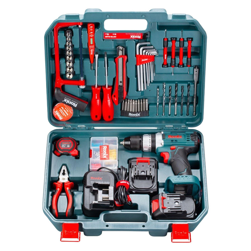 مجموعه 53 عددی دریل پیچگوشتی شارژی چکشی رونیکس مدل RS-8620