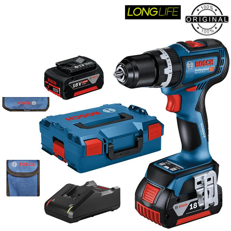 دریل پیچ گوشتی شارژی چکشی بوش مدل فوق هوشمند GSB 18V-90 C 5AH/Brushless Motor
