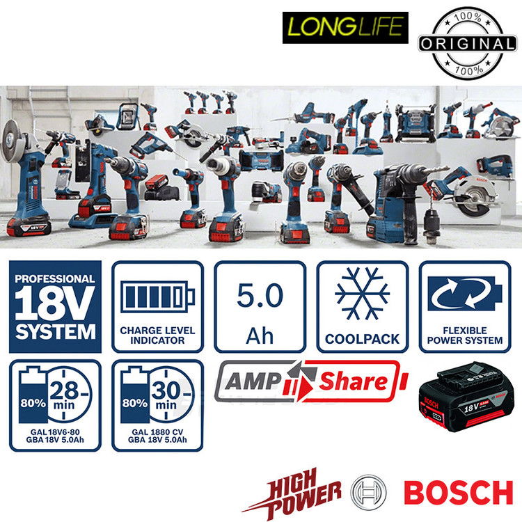 دریل پیچ گوشتی شارژی چکشی بوش مدل فوق هوشمند GSB 18V-90 C 5AH/Brushless Motor