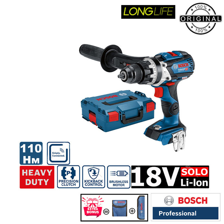 دریل پیچ گوشتی شارژی چکشی 13 میلی متری 18 ولت بوش مدل GSB 18 V -110 C Brushless Motor (solo Batery)