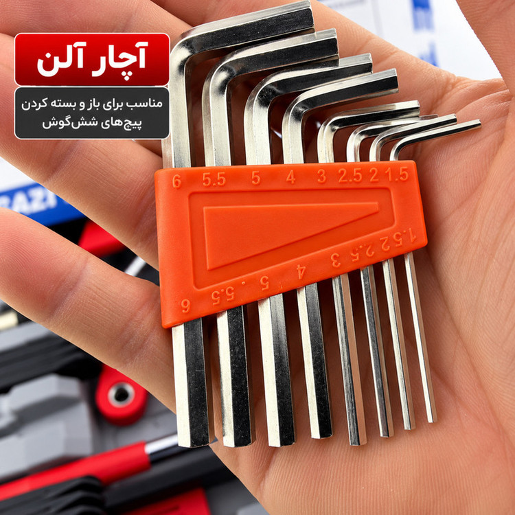 آچار آلن و بکس مخصوص دوچرخه و موتور کد DXTOOLSET بسته 44 عددی