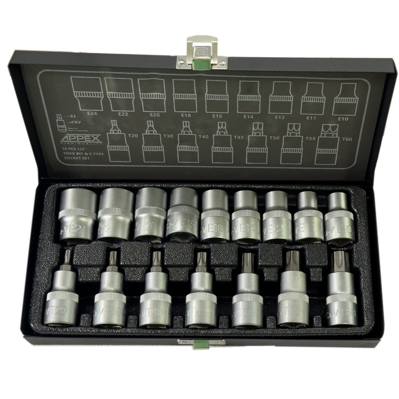 آچار بکس ستاره ای اپکس مدلSMT-APPEX-ALEN BOXI-E -T1/2INCH-APX6016-NEW مجموعه 16 عددی