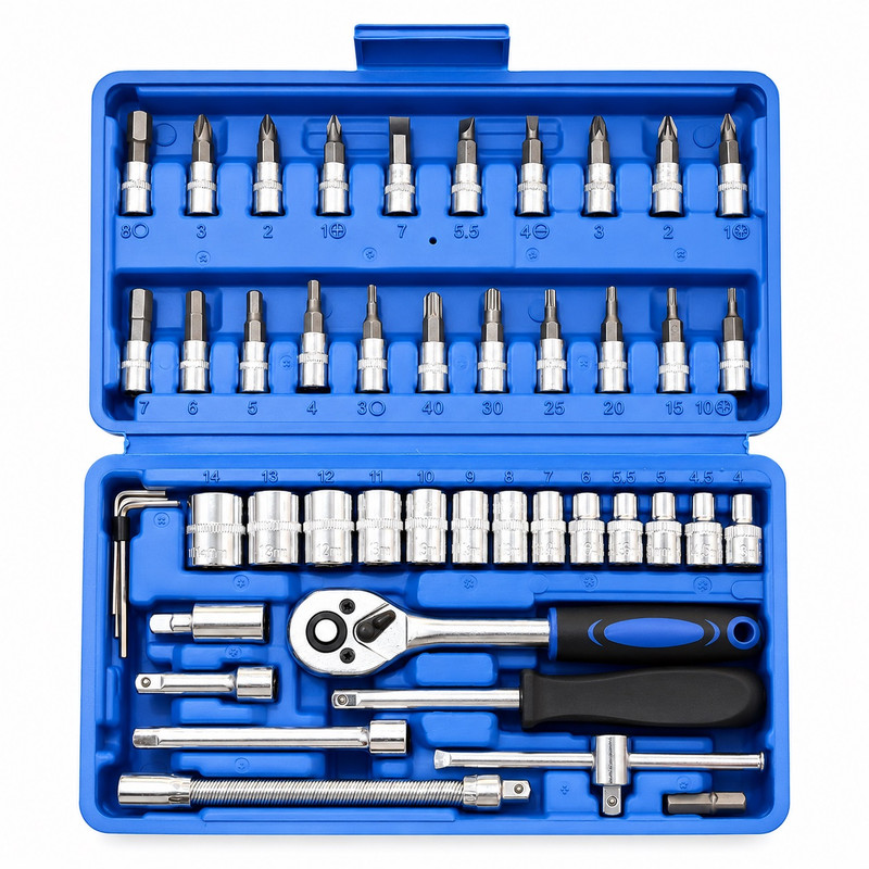 آچار بکس و سری پیچگوشتی مدل NEW TOOLS مجموعه 46 عددی
