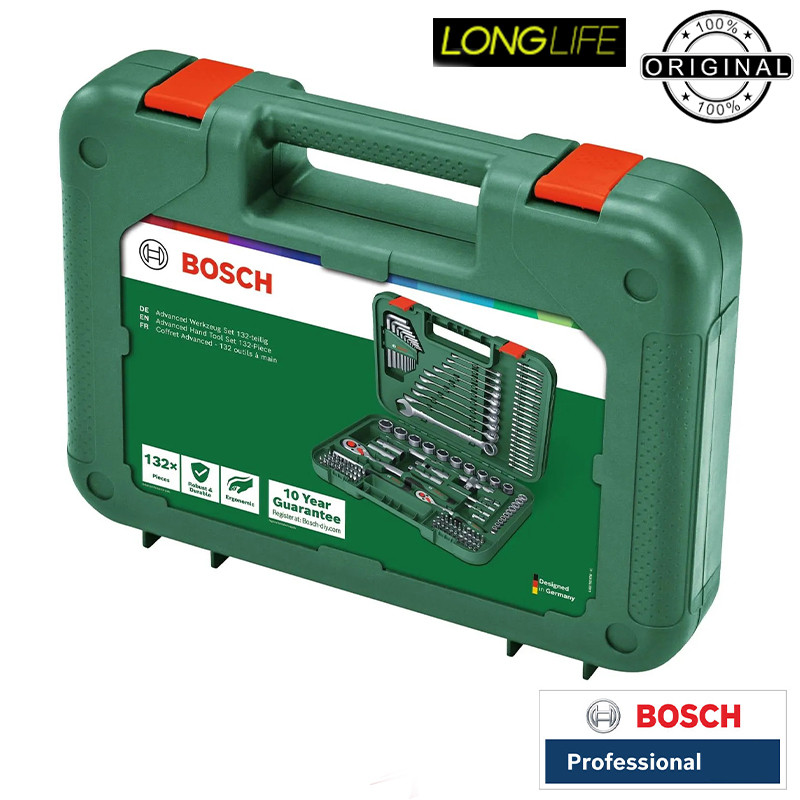 آچار و سری پیچ گوشتی بوش مدل حرفه ای کد BOX132 PRO مجموعه 132 عددی