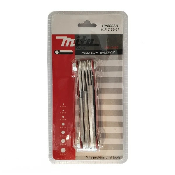 آچار آلن شش گوش میتا مدل چاقویی AJ-MITA-6gpsh مجموعه 8عددی