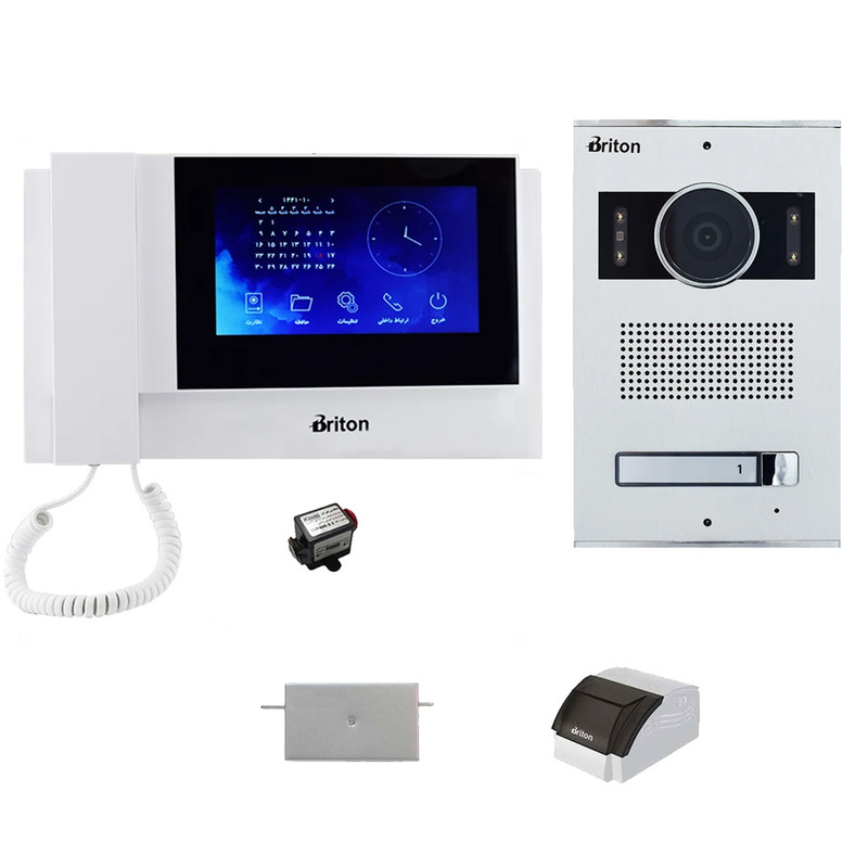 مجموعه دربازکن تصویری برایتون مدل 7040-2001HD یک طبقه وای فای دار به همراه محافظ ولتاژ مانیتور