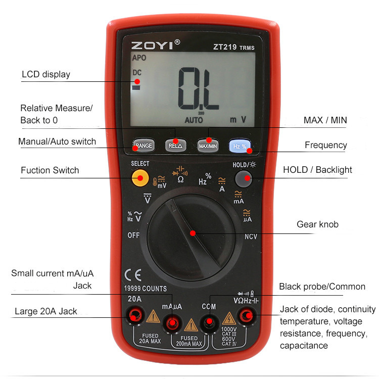 مولتی متر دیجیتال زویی مدل ZT-219