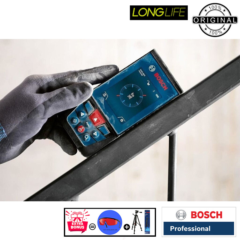 متر لیزری بوش مدل دوربین دار GLM 100-25 C Professional به همراه سه پایه و عینک لیزر برد 100 متر