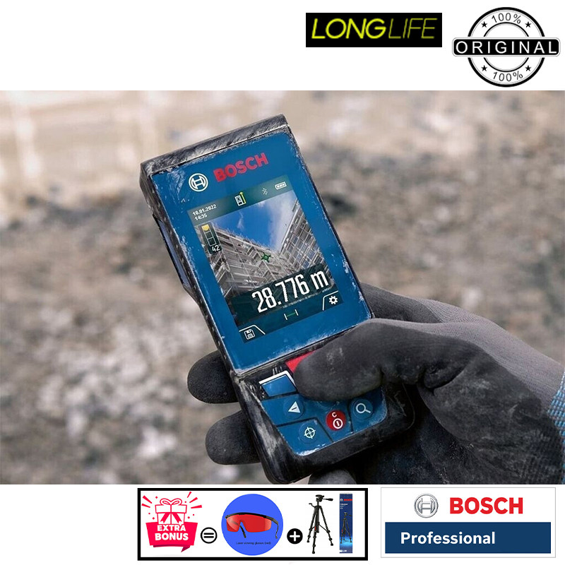 متر لیزری بوش مدل دوربین دار GLM 100-25 C Professional به همراه سه پایه و عینک لیزر برد 100 متر