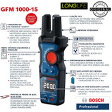 مولتی متر کلمپی دیجیتال 200 آمپر بوش مدل GFM 1000-15 کد 0601077400