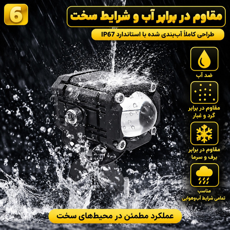 پروژکتور موتور سیکلت و خودرو مدل G53LENS بسته دو عددی