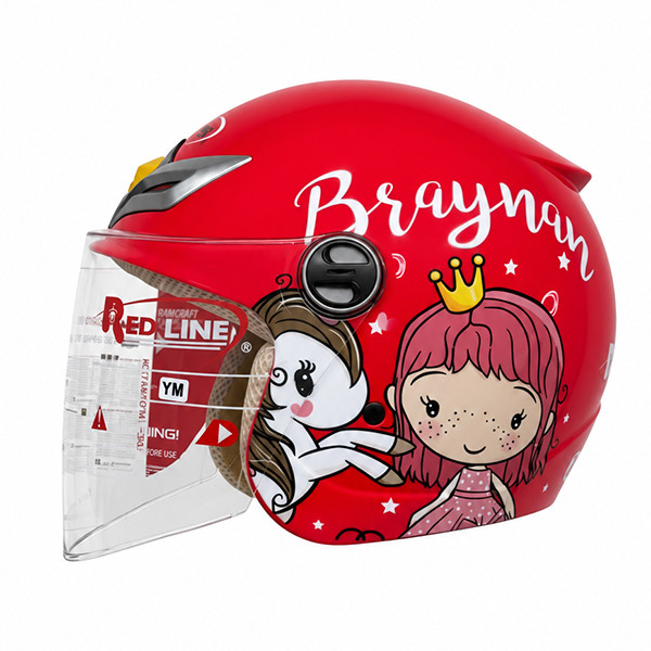 کلاه کاسکت بچه گانه بدون فک ردلاین مدل BRIGHT RED / Princess 908