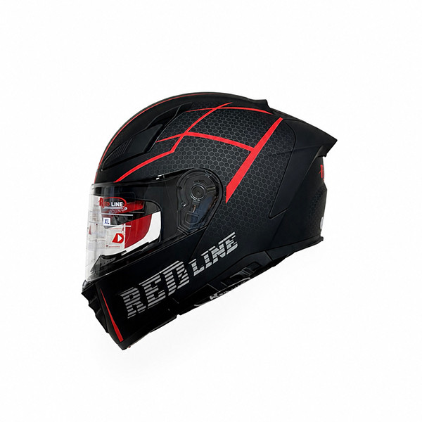 کلاه کاسکت فک متحرک ردلاین مدل MATT BLACK / Red 960